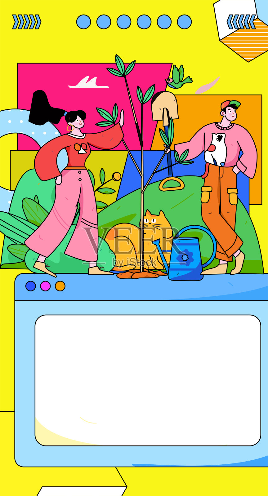 平面字符矢量概念操作手绘插图植树节植树在春天插画图片素材