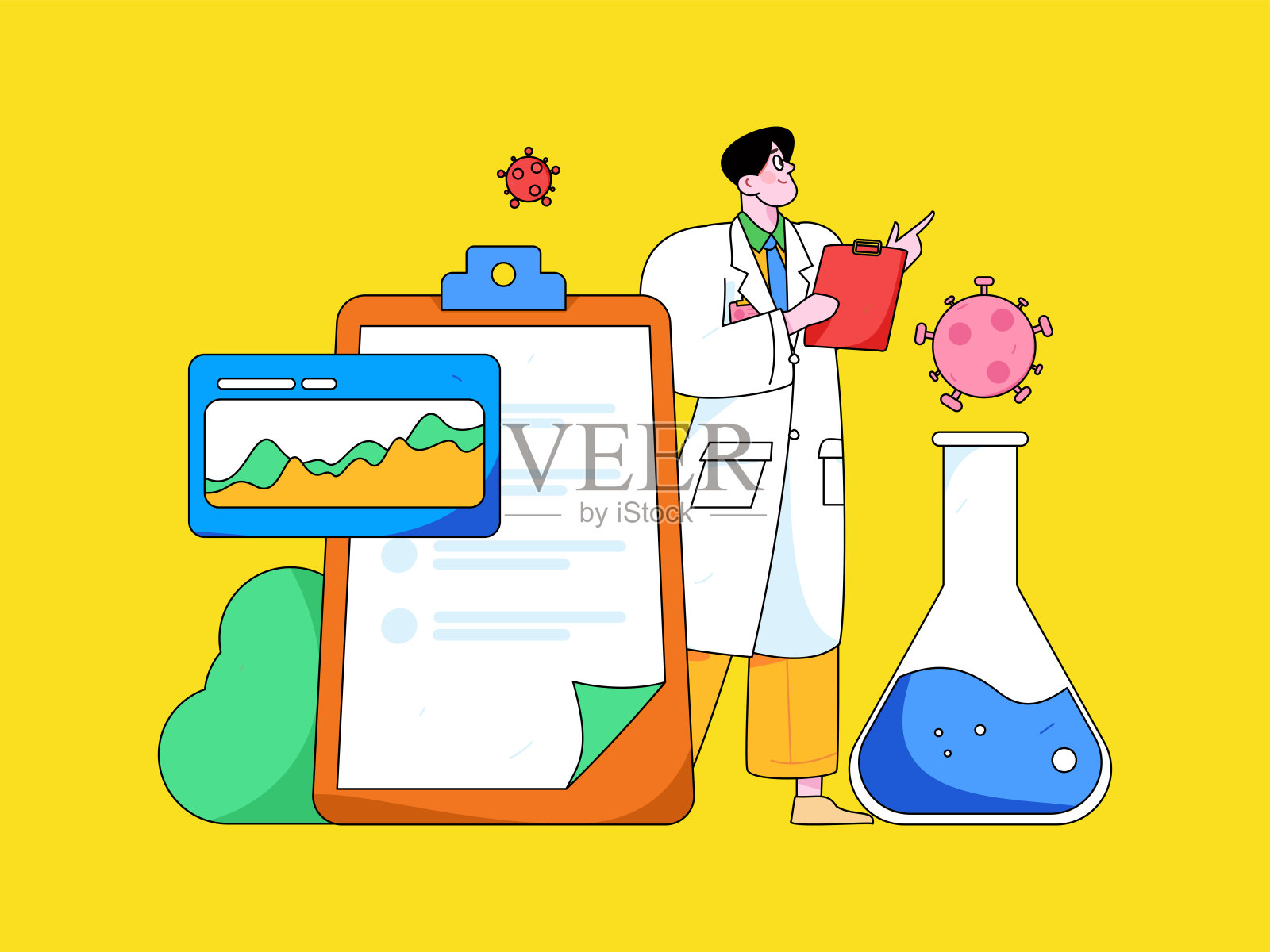 医学人物抗击疫情的平面矢量概念操作手绘插图插画图片素材