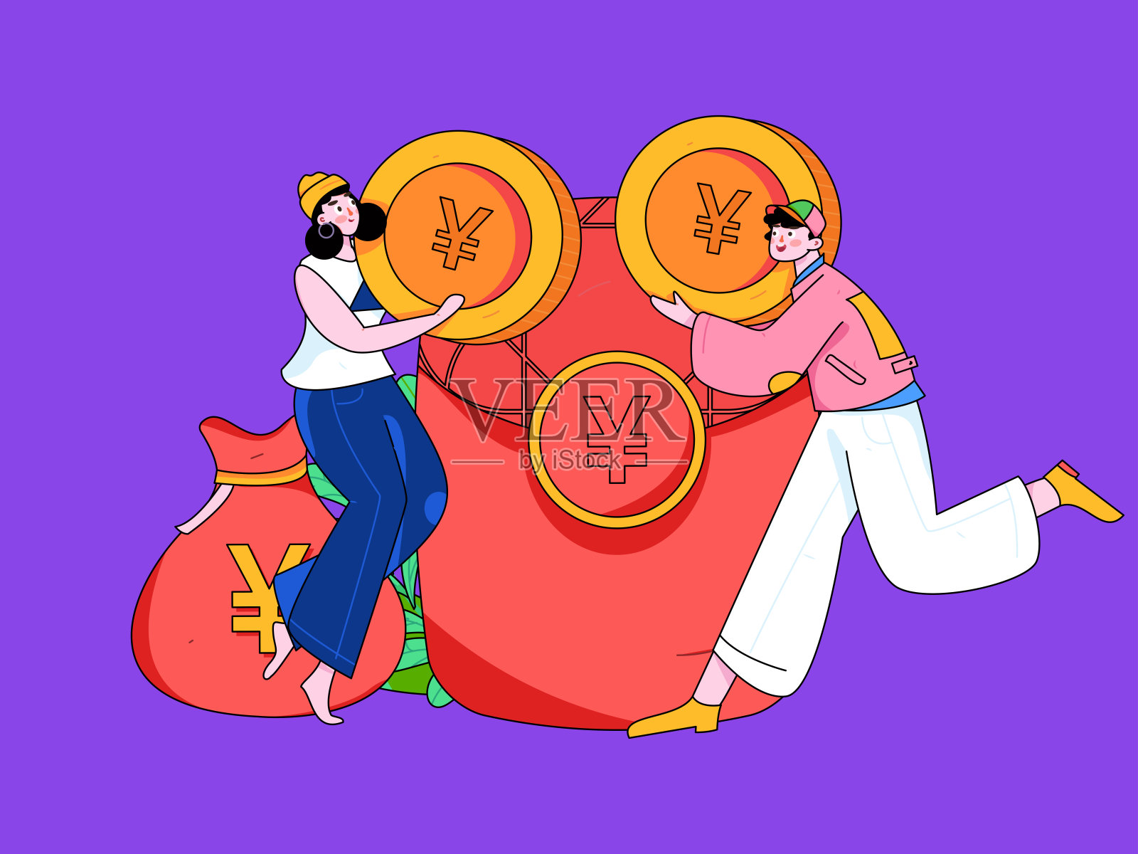 邀请朋友帮助获得红包的好处矢量平面字符插图插画图片素材