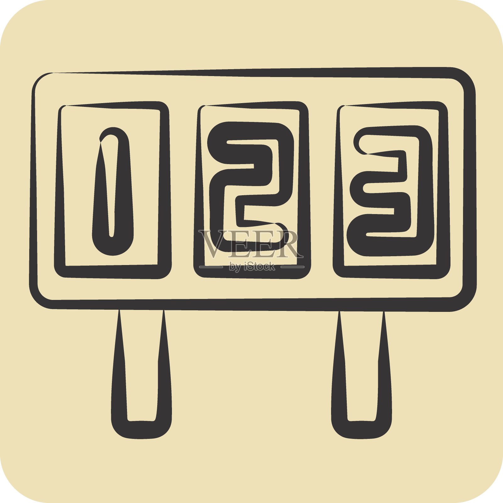 图标记分牌。与曲棍球运动有关的标志。手绘风格。简单的设计可编辑插画图片素材