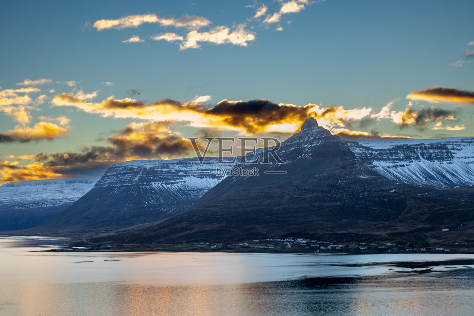 冰岛峡湾的日落照片摄影图片