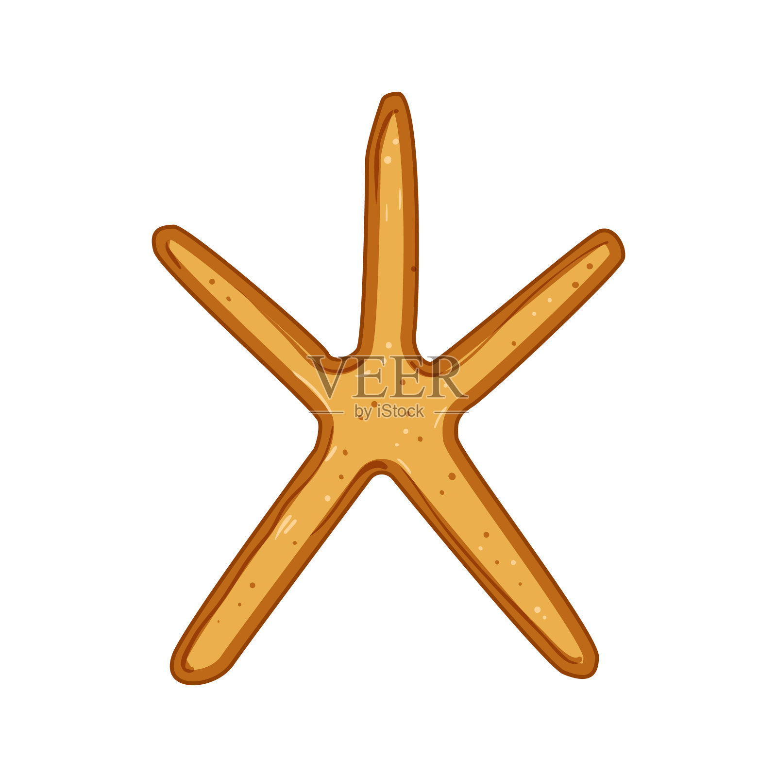 太阳轮廓海星卡通矢量插图插画图片素材