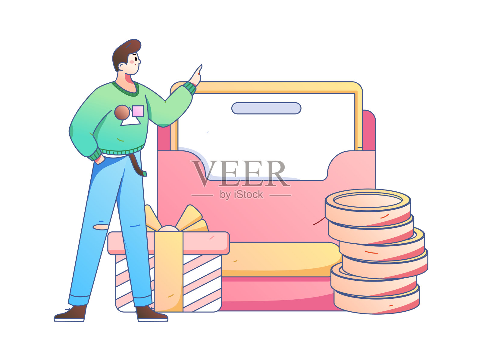 假日购物的人做电子商务网上购物平面矢量概念操作手绘插图插画图片素材