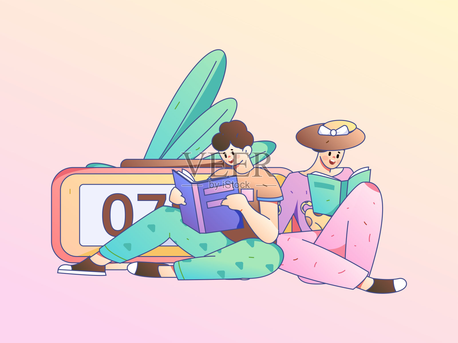 文字阅读静静地矢量概念操作手绘插图插画图片素材