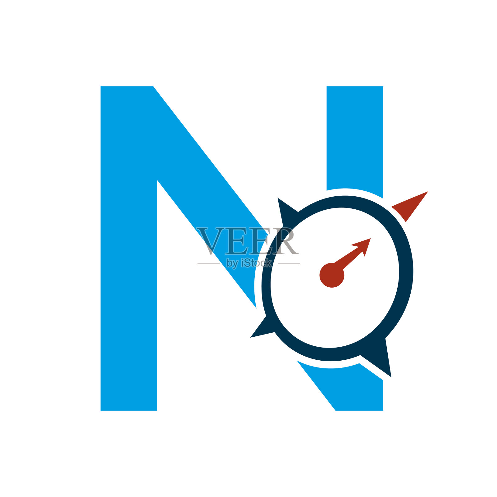 字母N导航指南针符号矢量模板插画图片素材