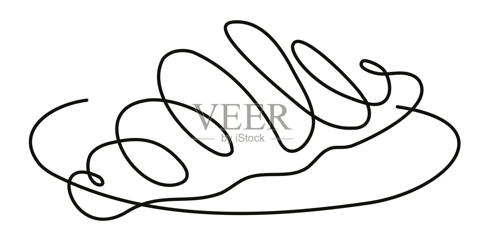 一行优雅时髦的图标孤立牛角面包插画图片素材