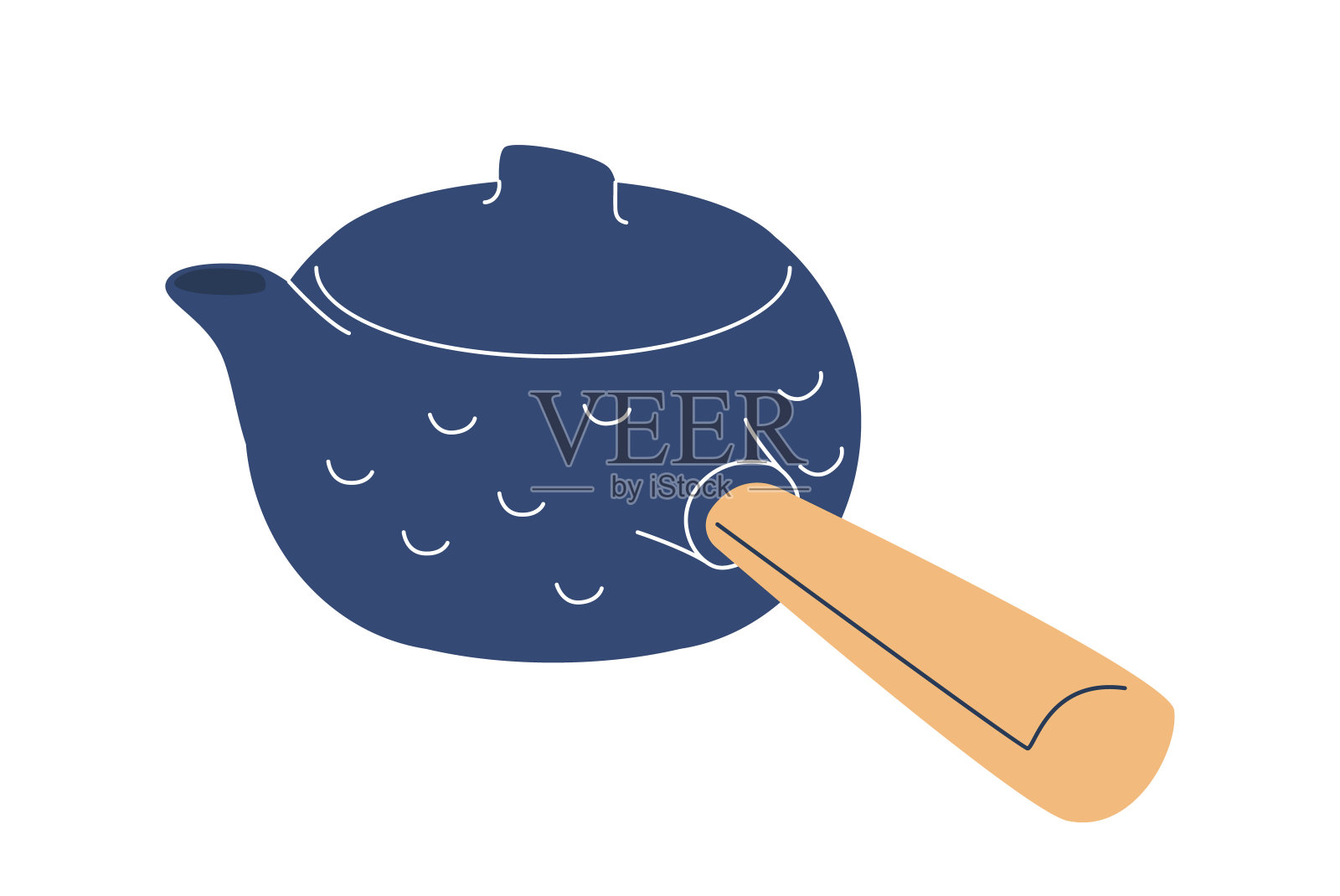 手工陶土茶壶，功能齐全，体现传统艺术。其光滑，朴实的表面和人体工程学设计插画图片素材