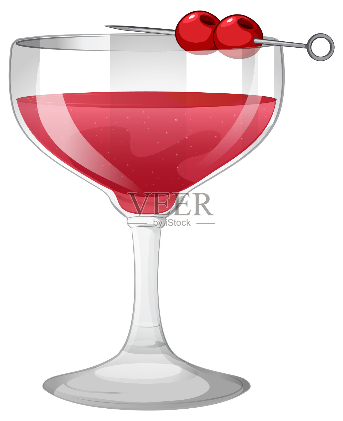 矢量插图的鸡尾酒与樱桃插画图片素材