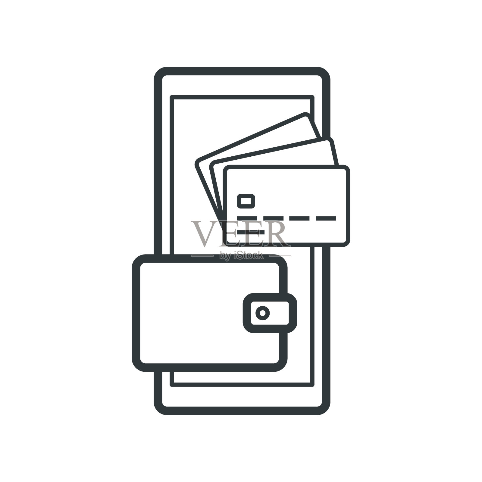 智能手机上的数字钱包应用插画图片素材