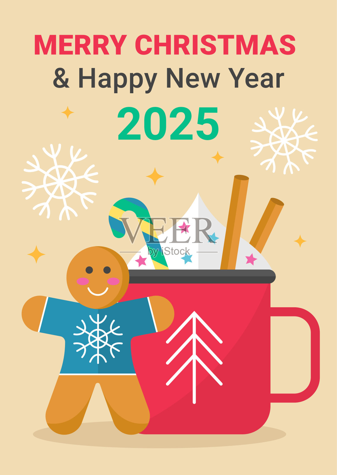 热巧克力圣诞姜人插画图片素材