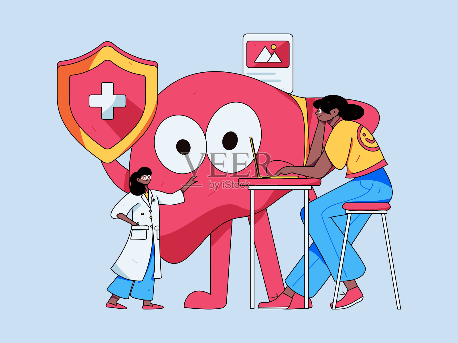 全国护肝日医学人物平面矢量概念操作手绘插画插画图片素材