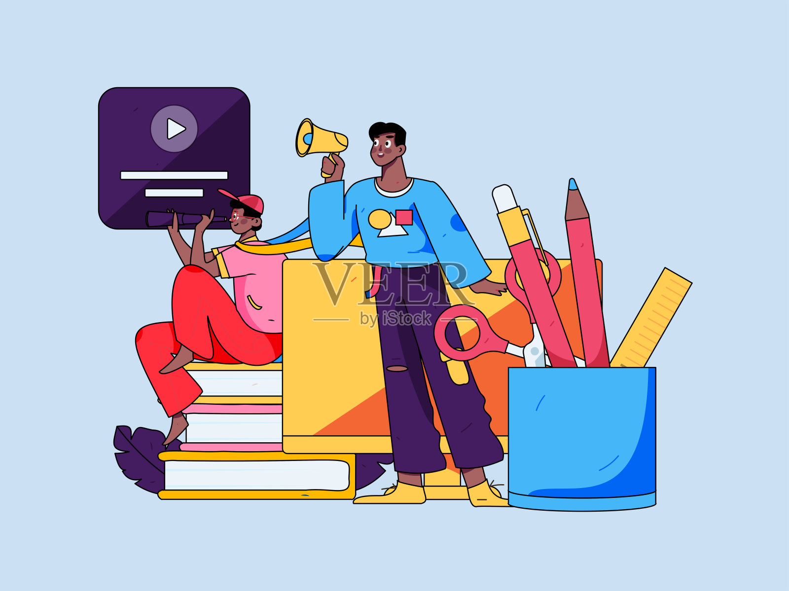 教育和学习的人平面矢量概念手绘插图插画图片素材