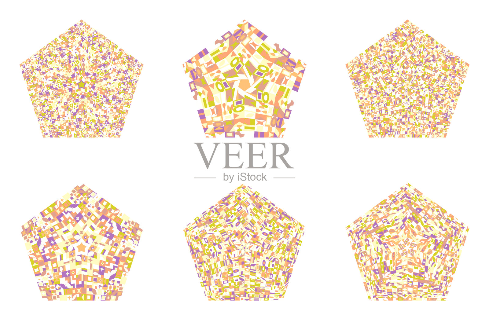 抽象平铺马赛克五边形符号模板集插画图片素材