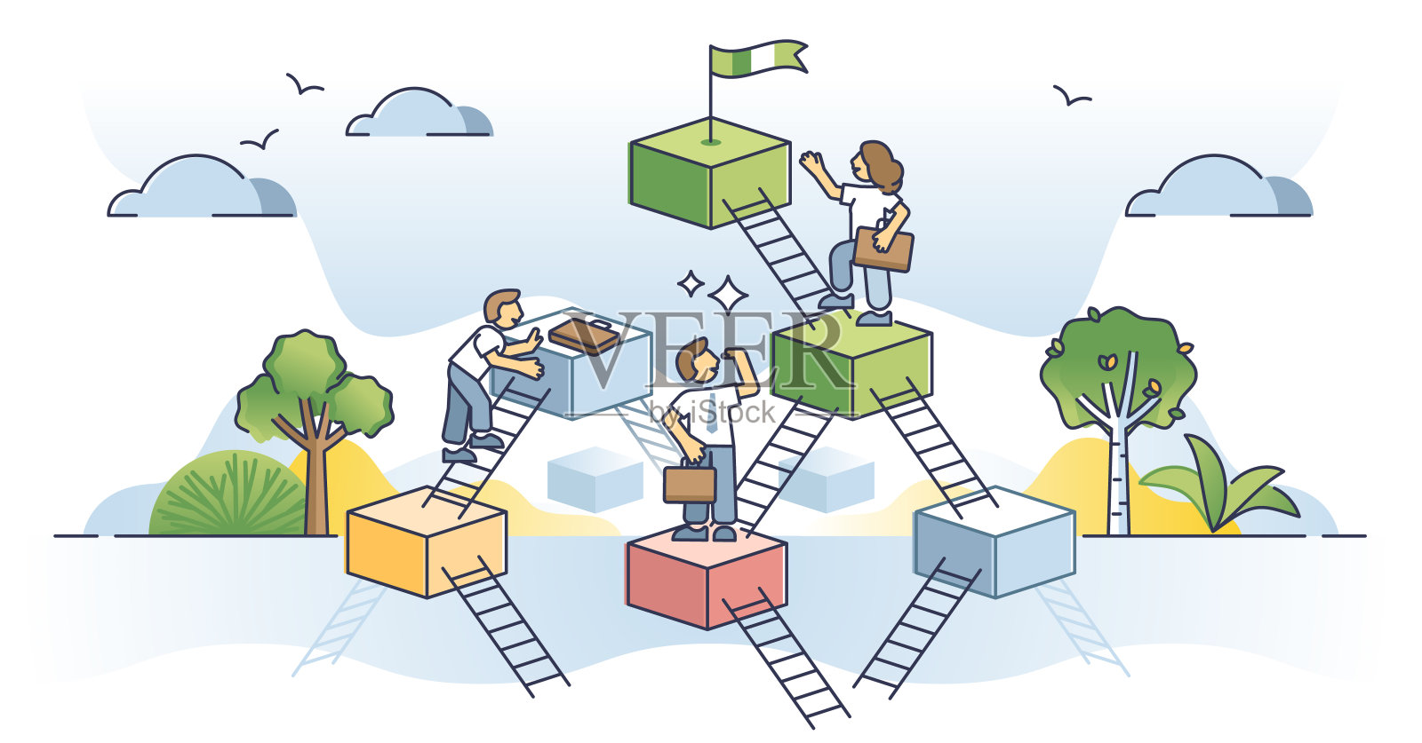 通过个人发展或培训大纲概念来提升你的技能插画图片素材