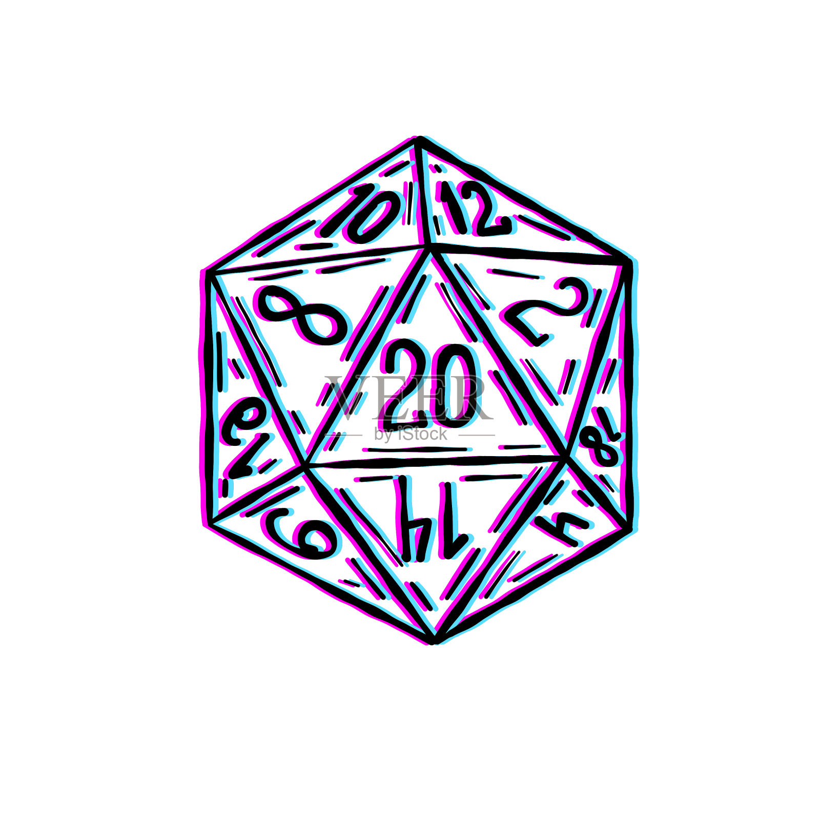 掷骰子d20玩Dnd插画图片素材