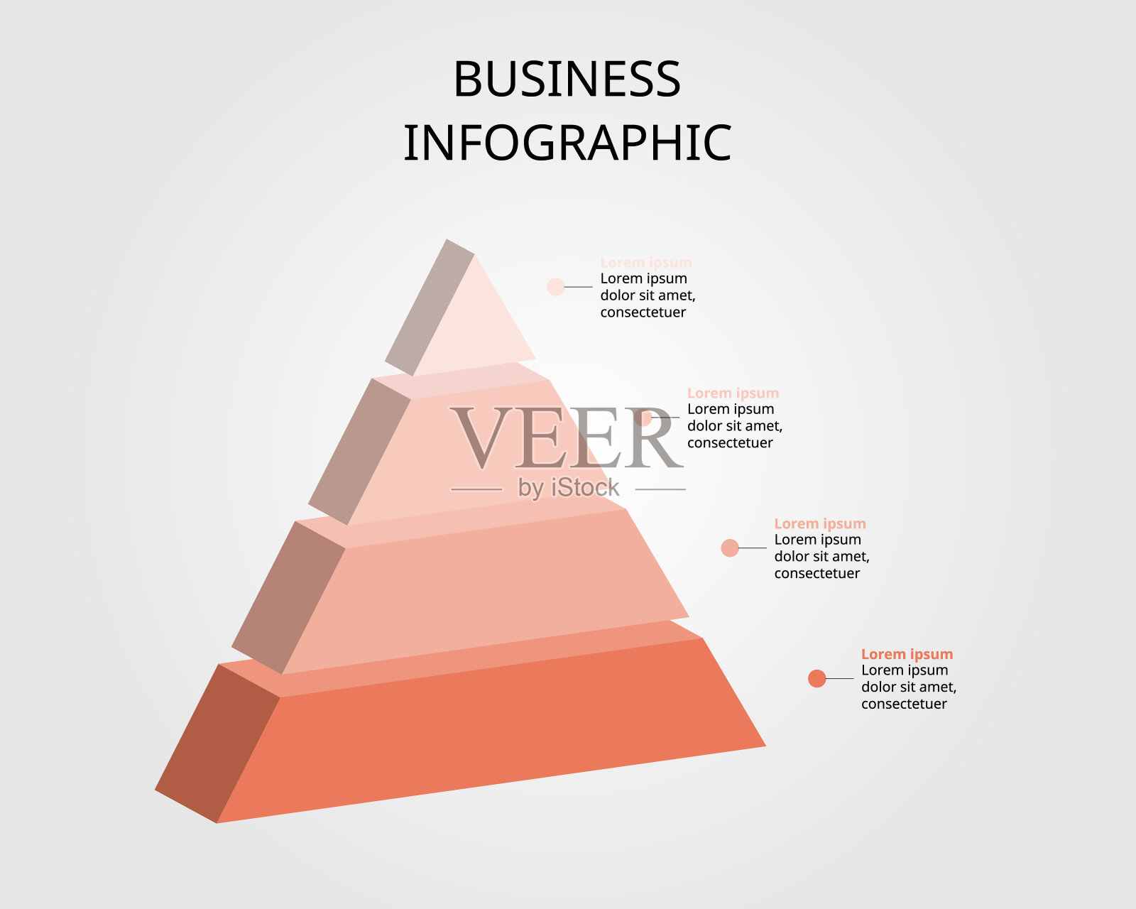 金字塔图模板的信息图表示为4个元素插画图片素材