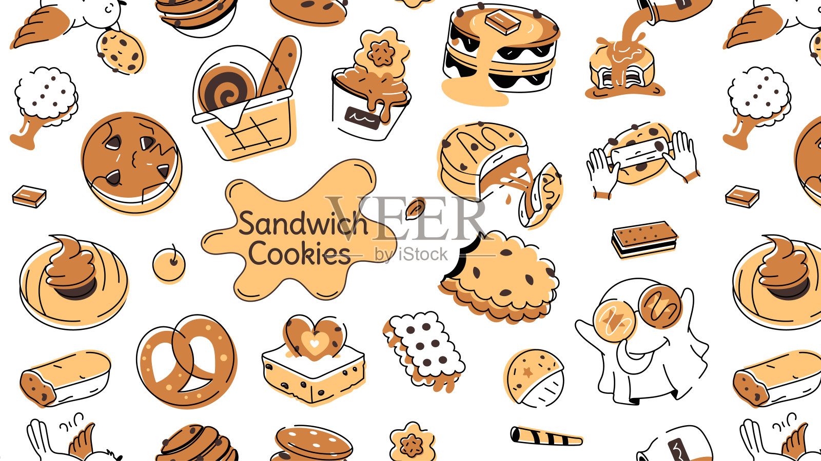 手绘饼干图标插画图片素材