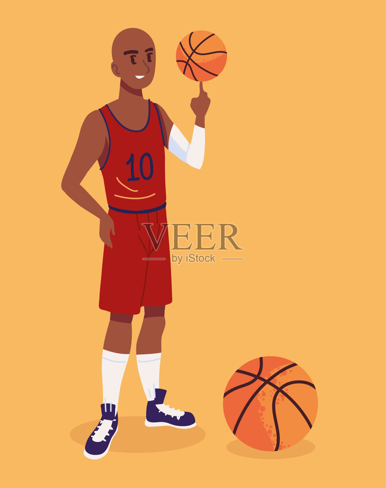 篮球运动员和球插画图片素材