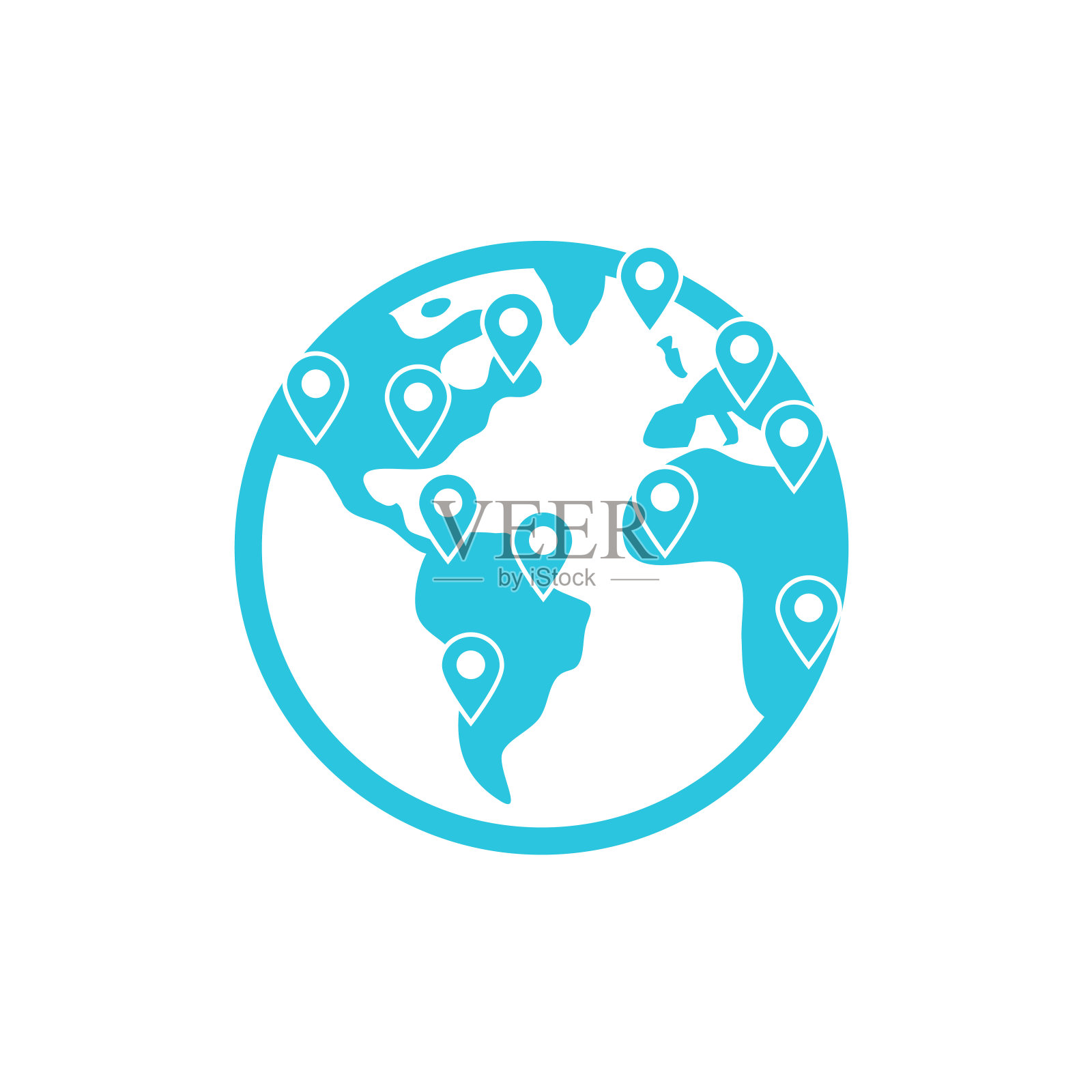 全球。孤立在白色背景上。从蓝色图标集。插画图片素材