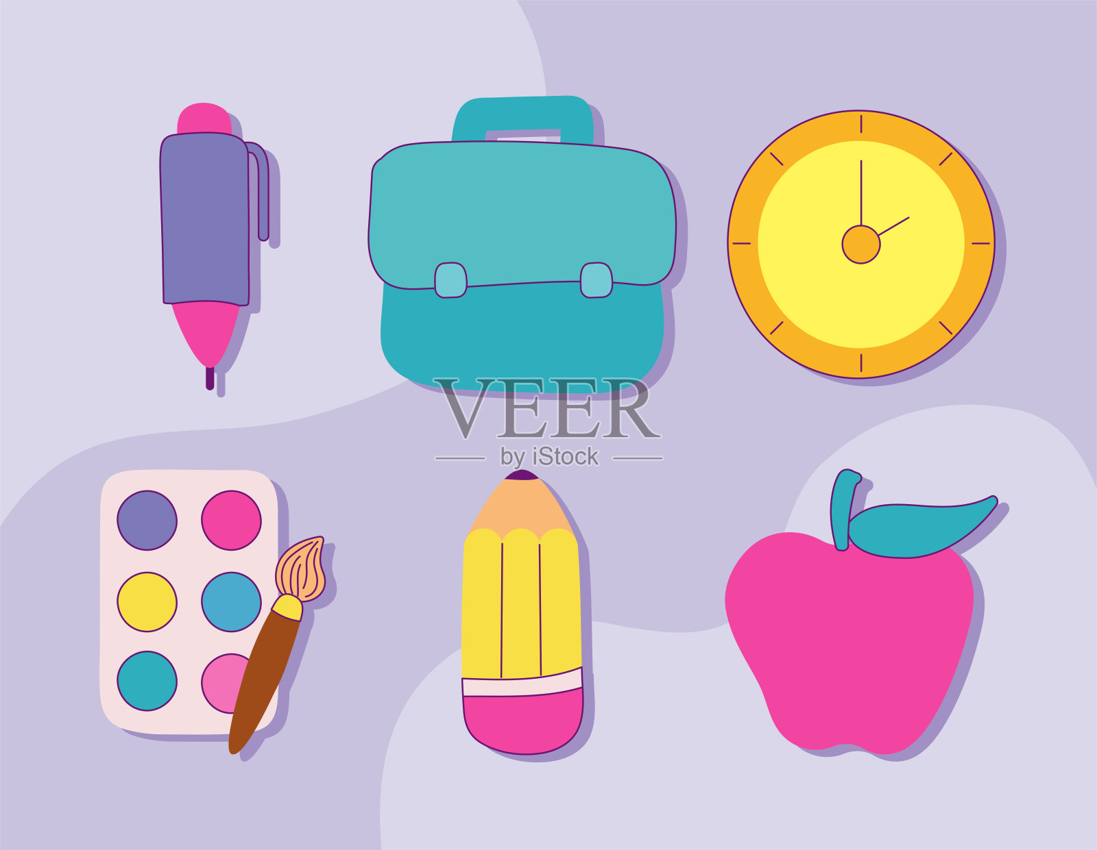 集回学校插画图片素材