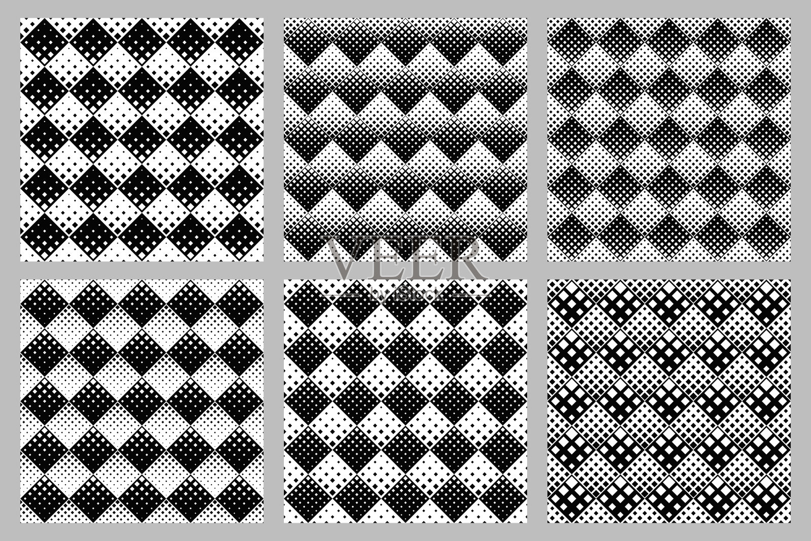 抽象无缝对角方形图案背景设计集插画图片素材