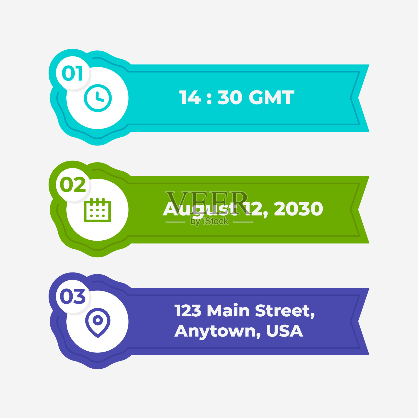 孤立的时间、日期和地址概念插画图片素材