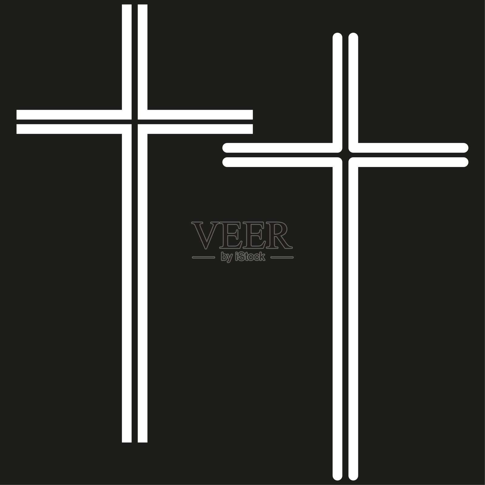 十字架，黑色对比。纯朴的灵性。信仰来自几何学。极简主义的设计。矢量插图。每股收益10。插画图片素材