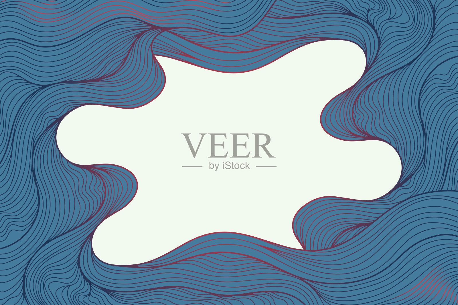 矢量艺术装饰波浪豪华图案，波浪线在蓝色和红色的颜色。插画图片素材