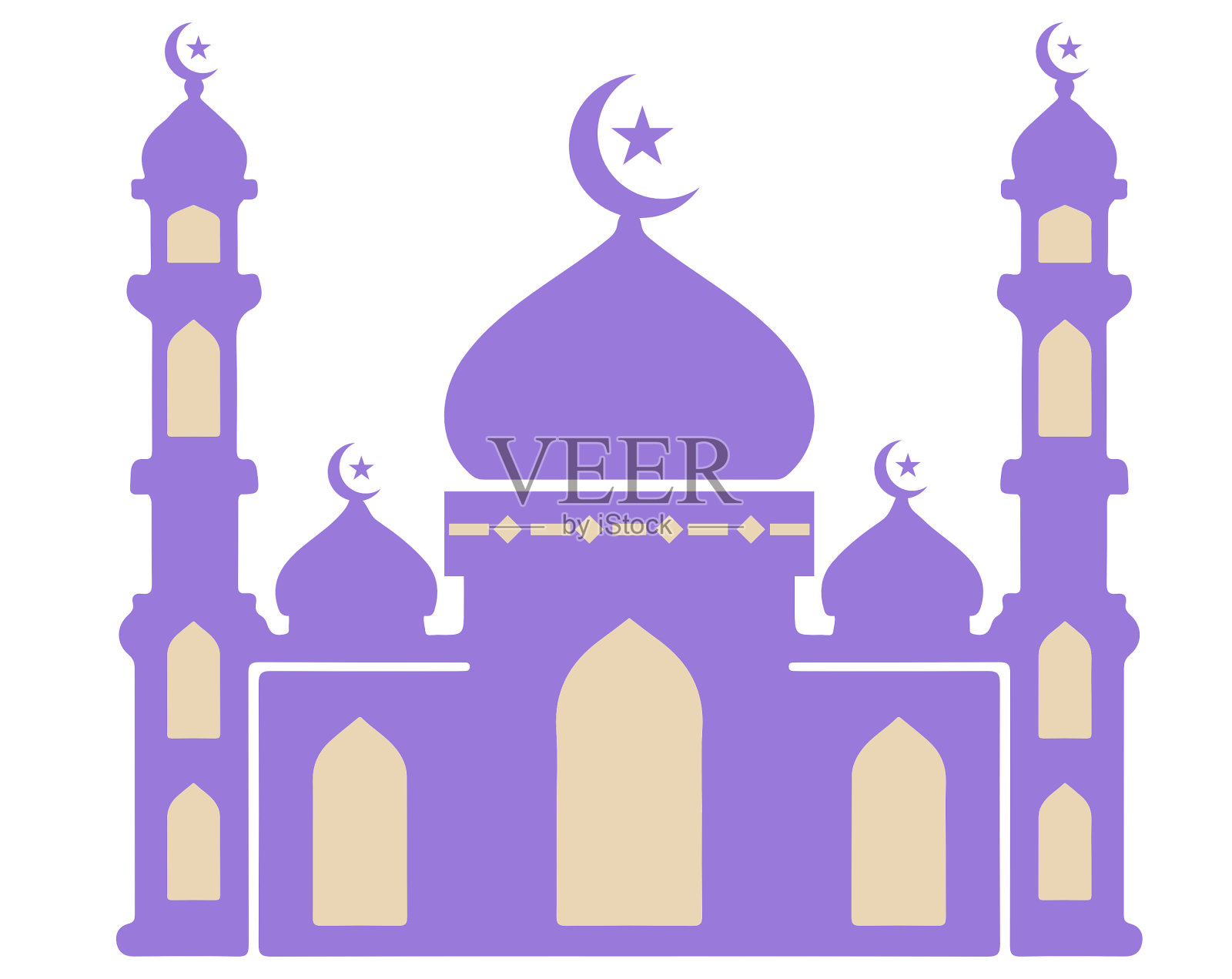 清真寺平面彩色设计插图插画图片素材