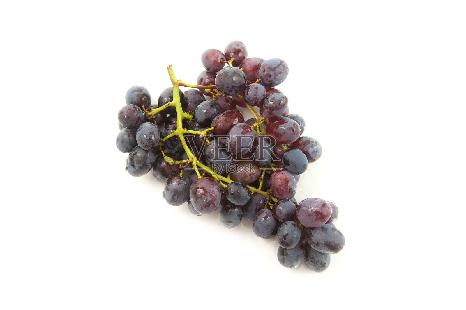 一串有机黑葡萄孤立在白色背景照片摄影图片