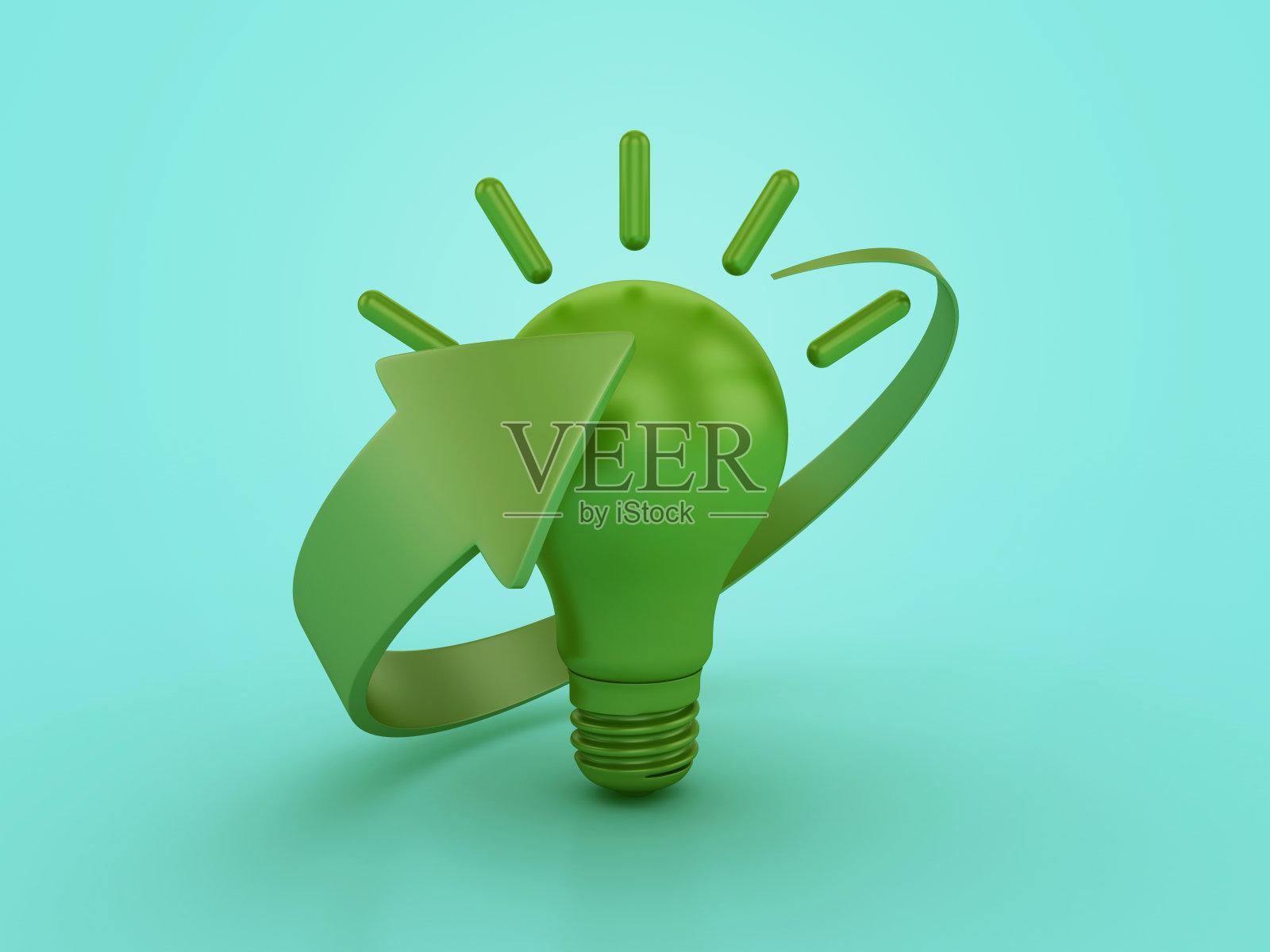 灯泡与回收箭头照片摄影图片