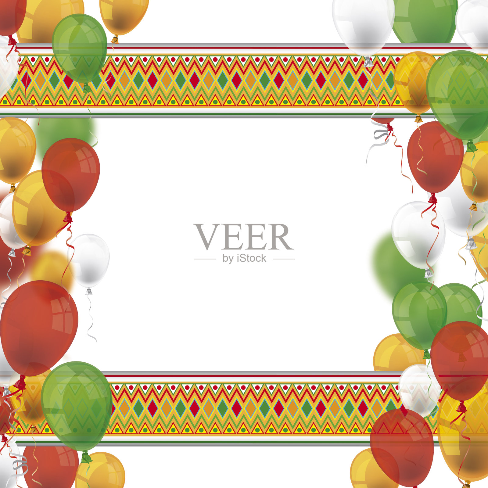 墨西哥装饰品、横幅、气球、侧面插画图片素材