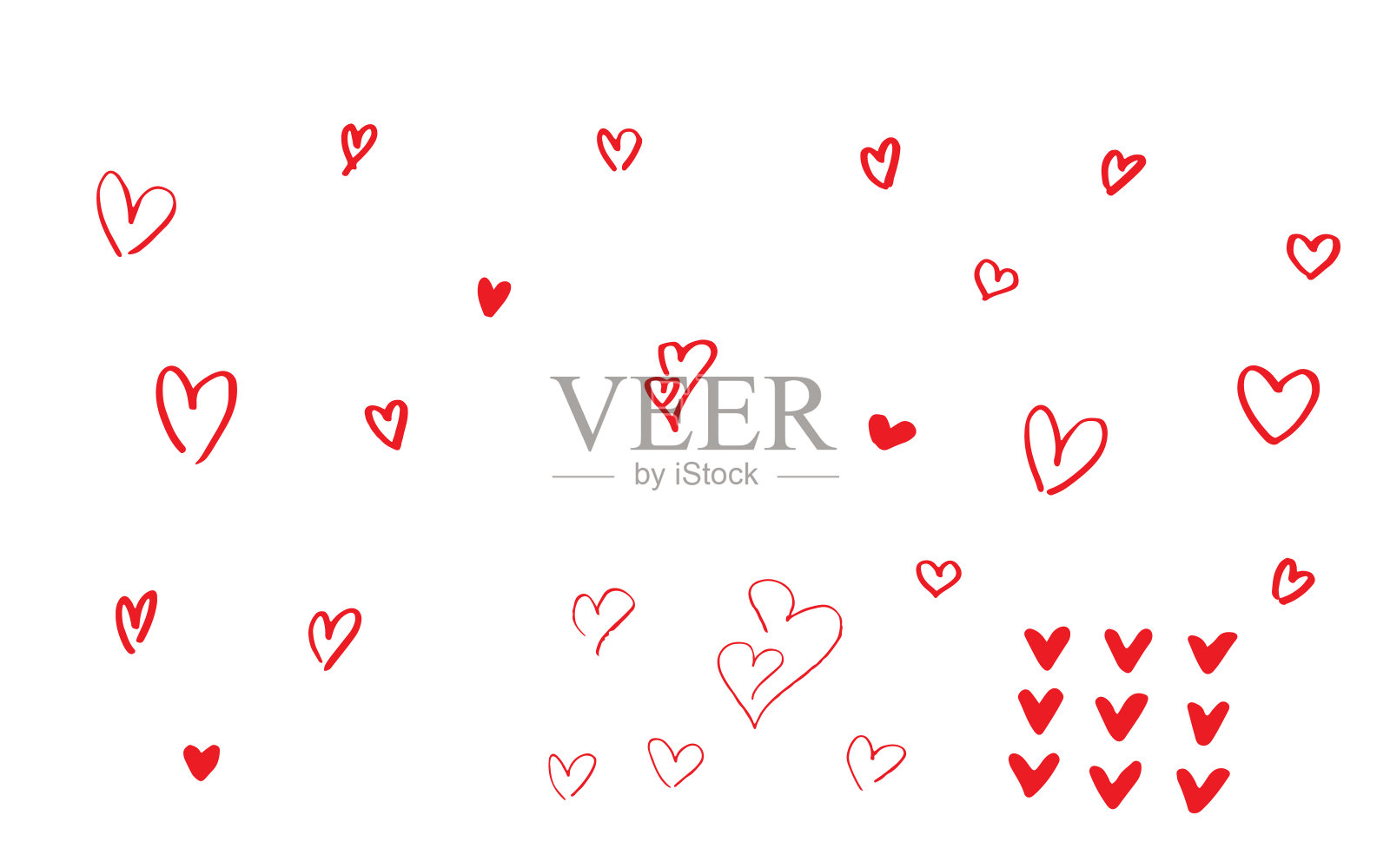 简单的手绘红色心脏套装插画图片素材