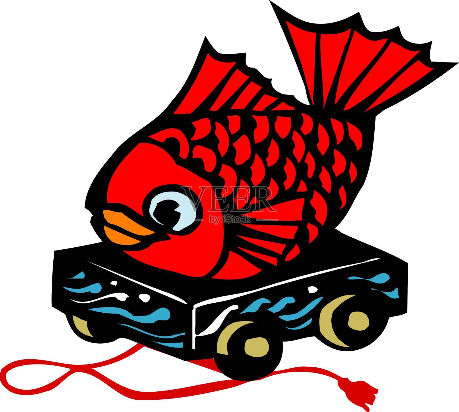 鲷鱼车插画图片素材