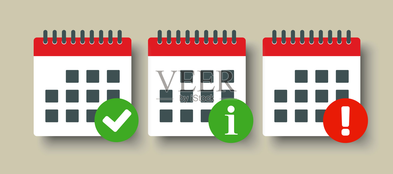 图标日历-弹出消息检查，信息，错误插画图片素材