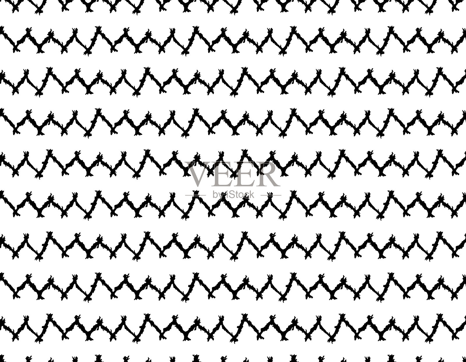 Zig之字形矢量无缝图案在抽象的垃圾风格。贺卡和纺织品的几何线条技术。插画图片素材