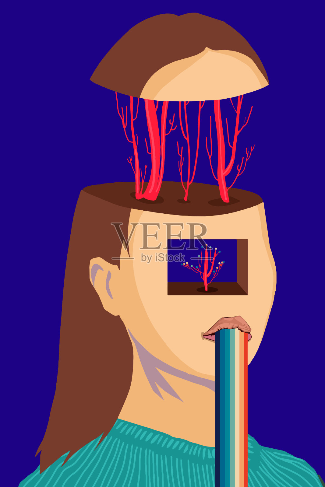 解构一个女人的思想插画图片素材