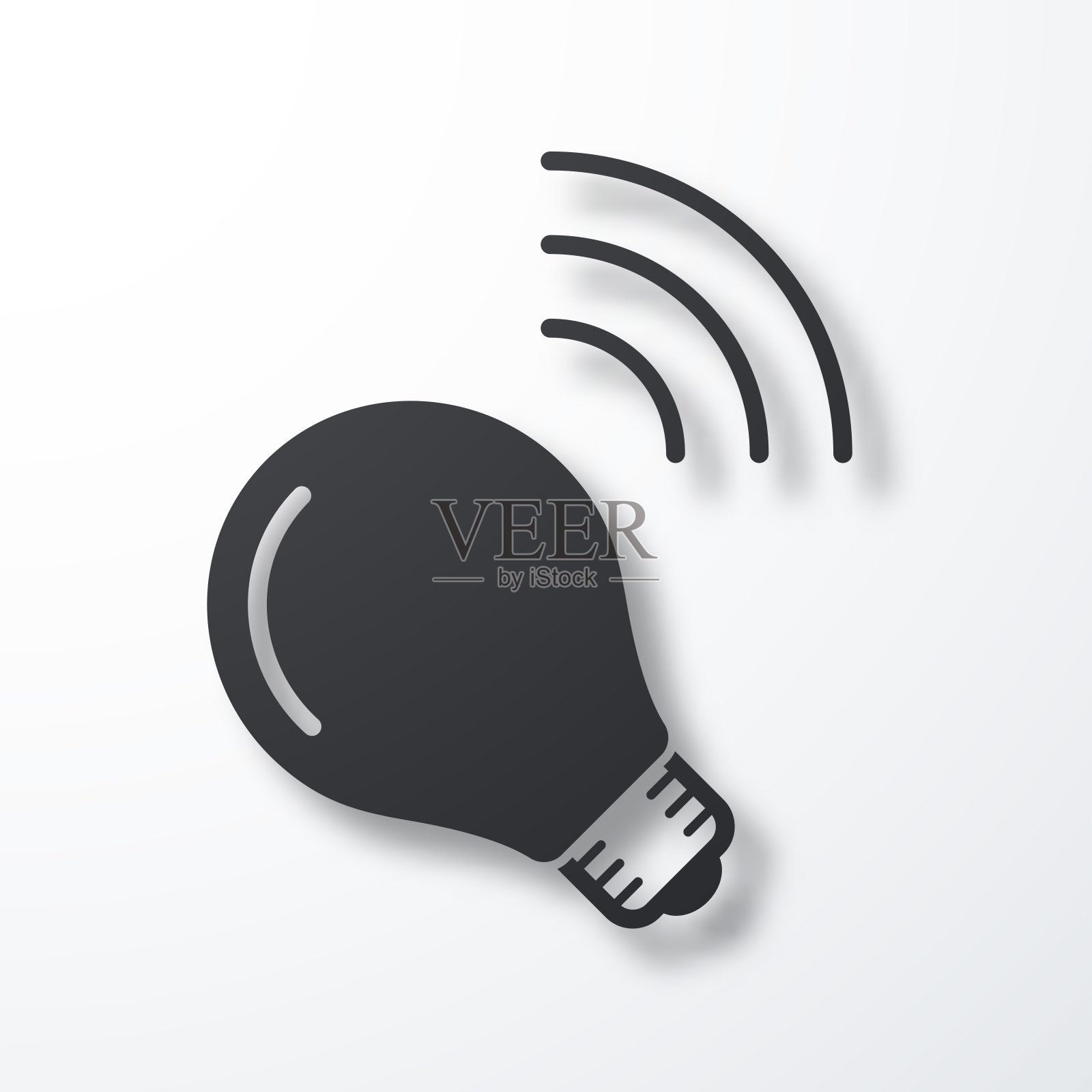 智能灯泡。白色背景上的阴影图标插画图片素材