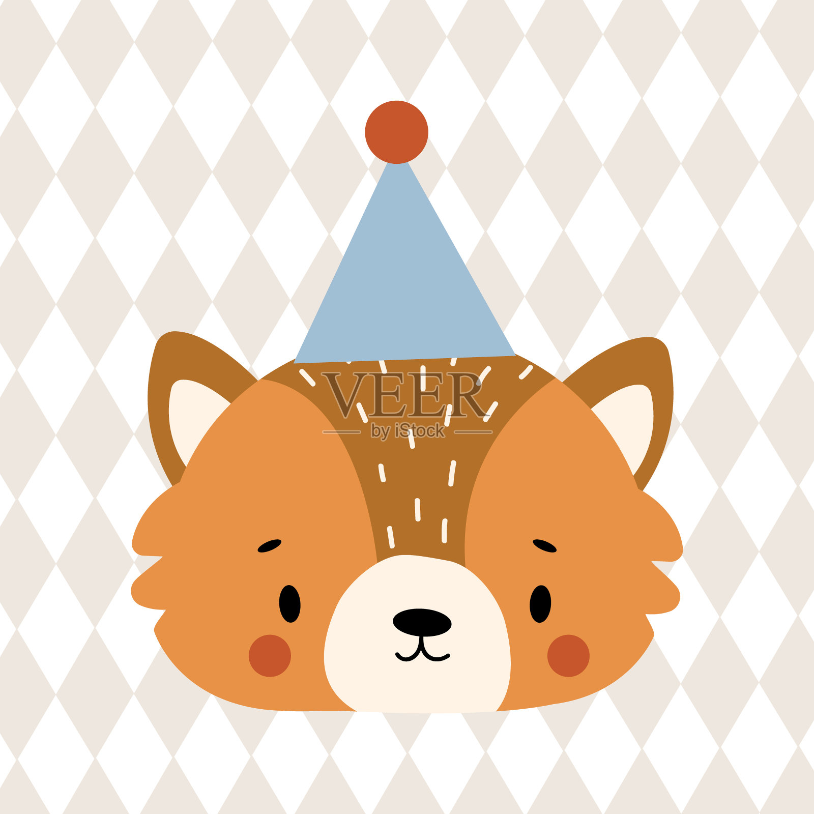 印有可爱的狐狸。插画图片素材