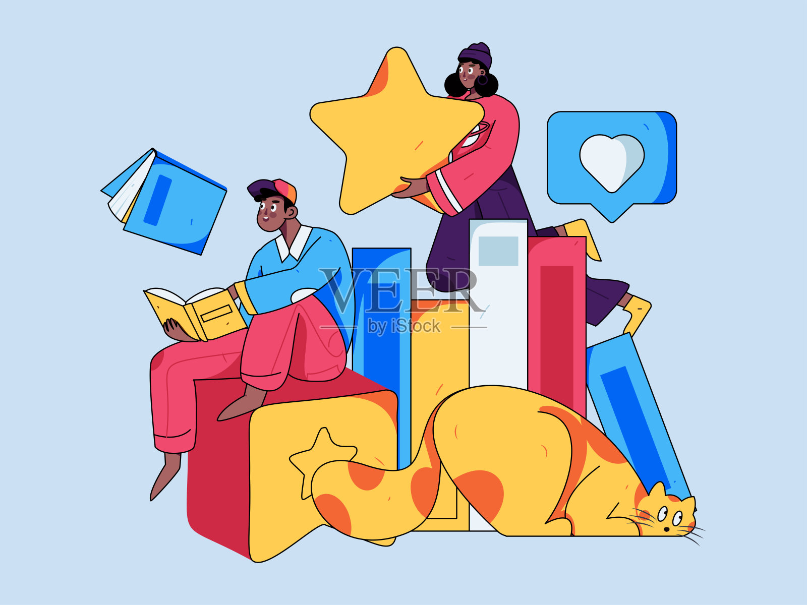 文字阅读静静地矢量概念操作手绘插图插画图片素材