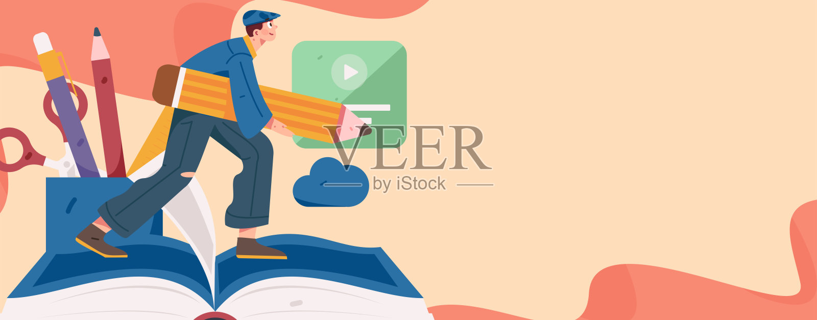 教育和学习的人平面矢量概念手绘插图插画图片素材