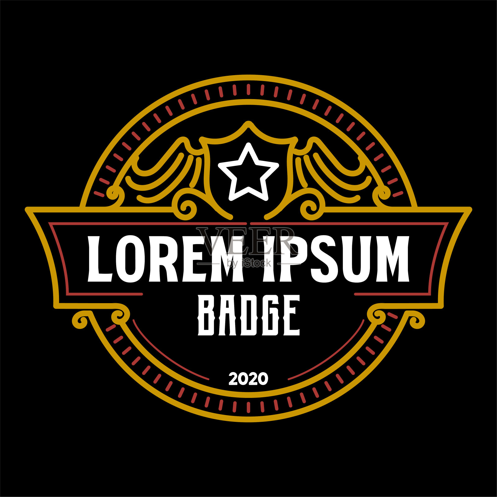 圆形装饰边框皇家徽章徽章邮票标签设计矢量插画图片素材