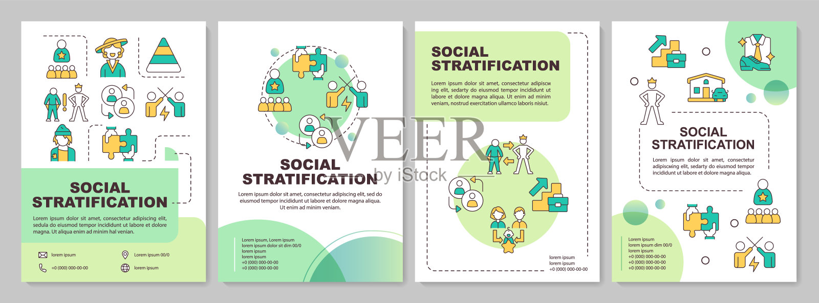 社会分层绿色宣传册模板插画图片素材