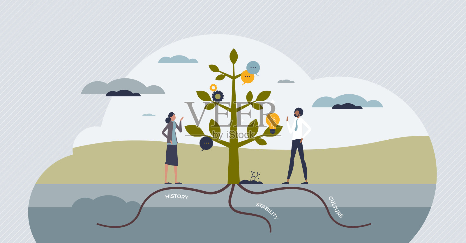 组织发展或成长为商业公司小人物的概念插画图片素材