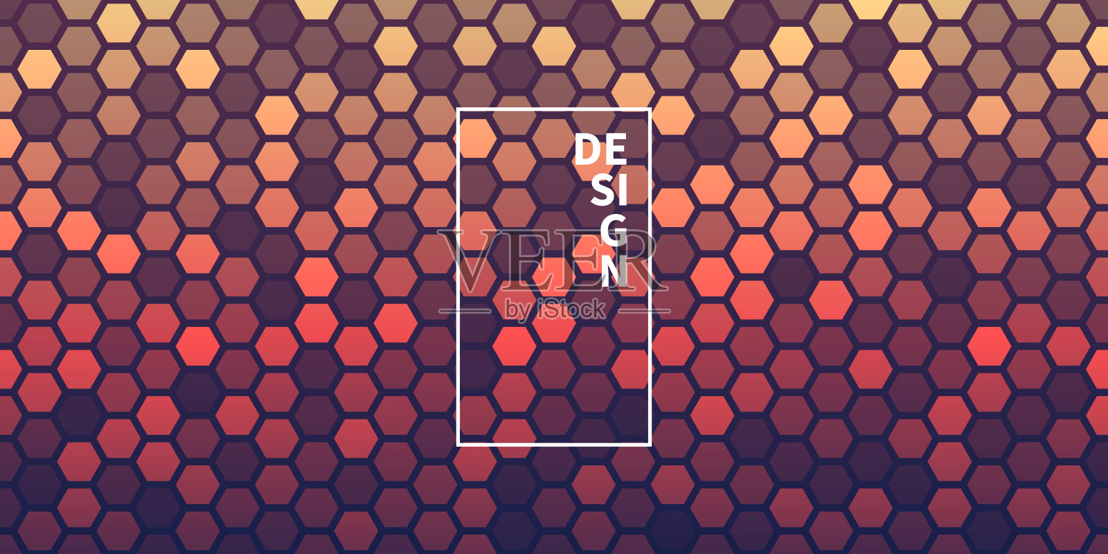 抽象几何背景-六角形马赛克与红色梯度插画图片素材