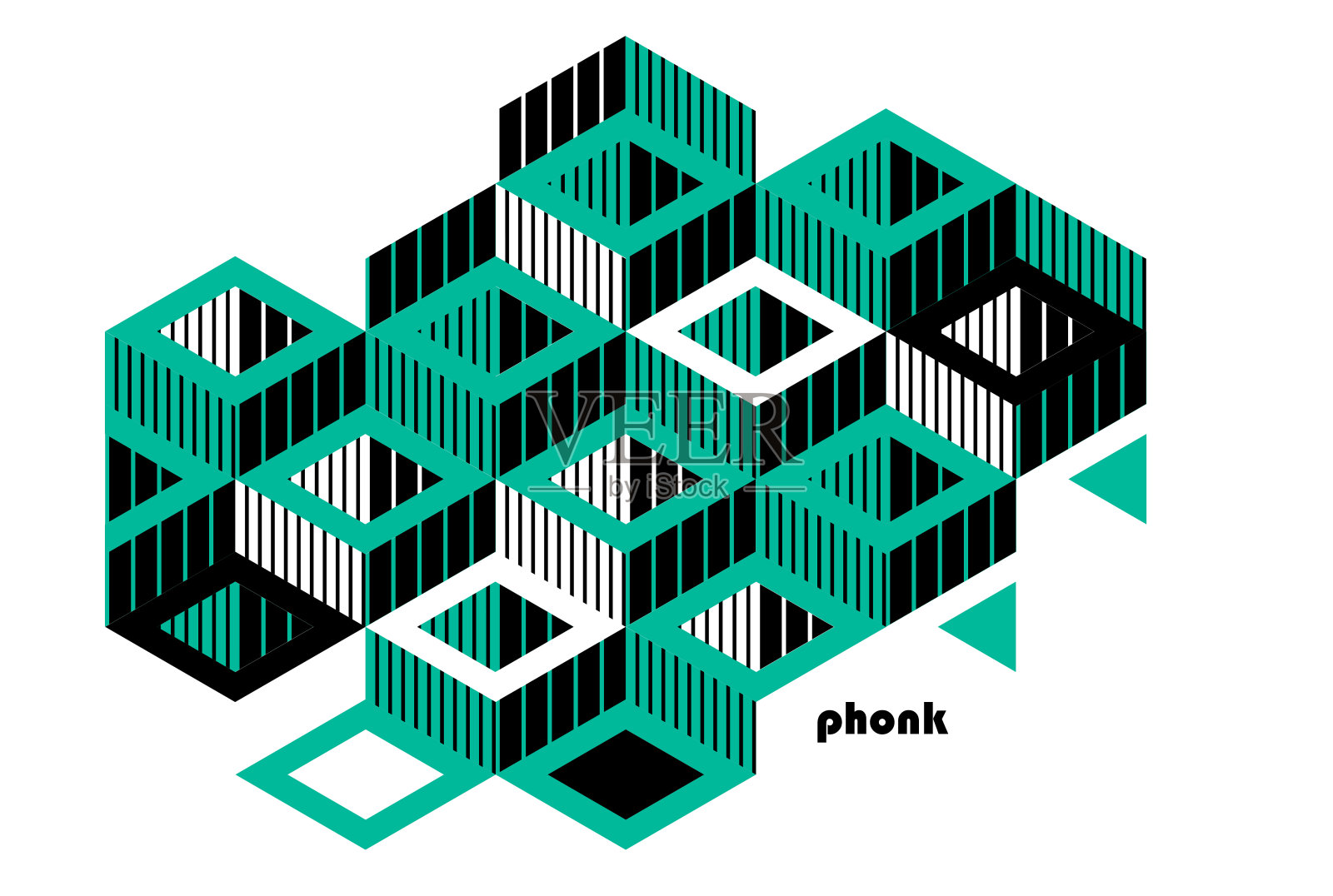 等长三维立方体矢量抽象几何背景，抽象艺术多边形平面设计壁纸，立方体形状和形式构成低多边形风格。插画图片素材