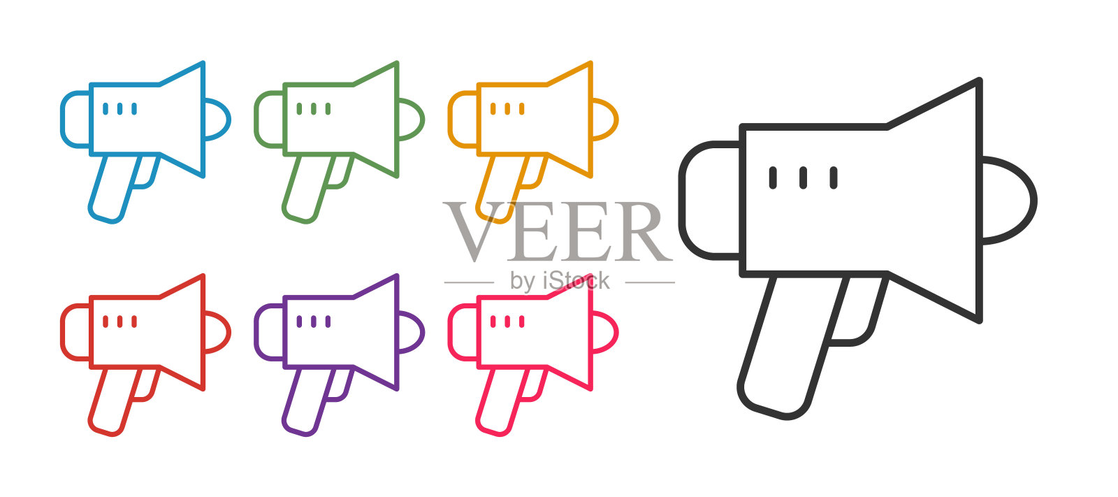 Set line Megaphone icon isolated on white background. Speaker sign. Set icons colorful. Vector插画图片素材