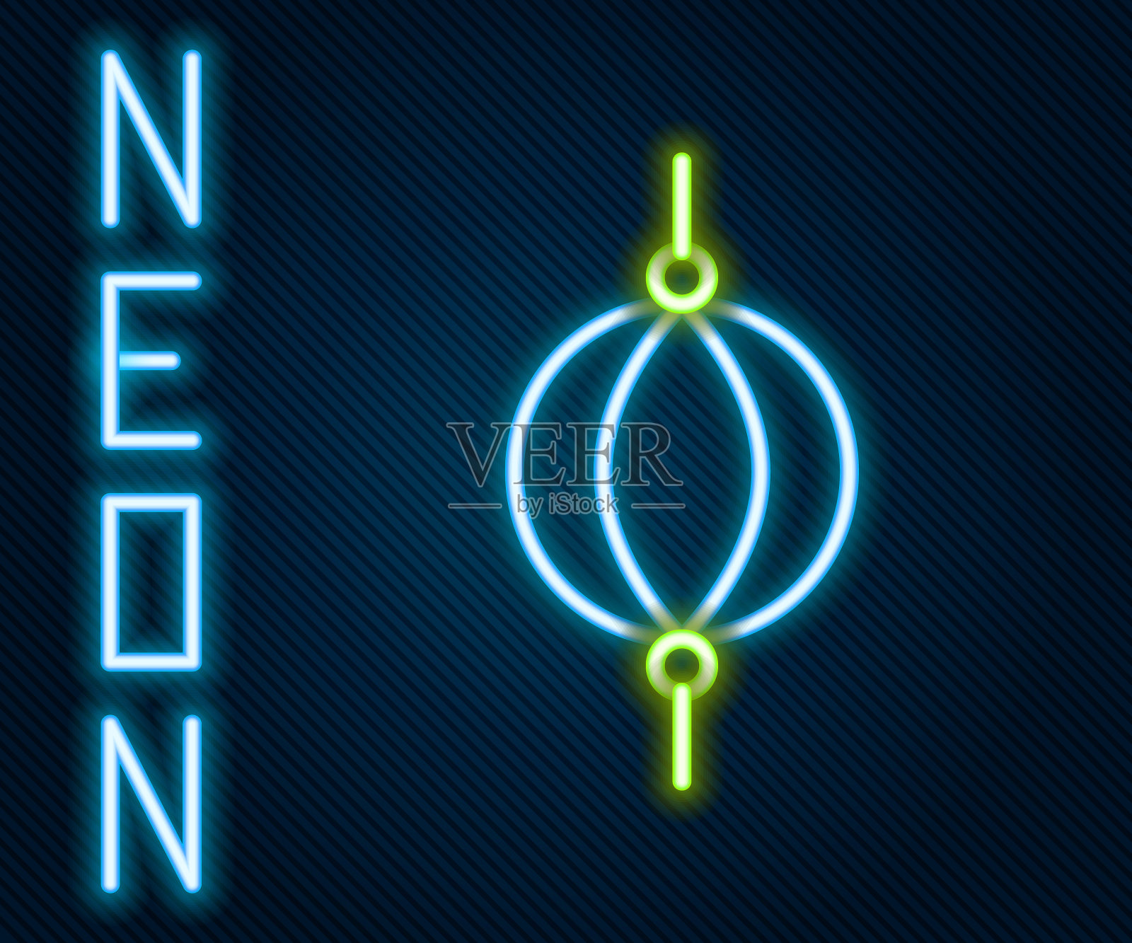 发光的霓虹灯线沙袋图标孤立的黑色背景。色彩缤纷的轮廓概念。向量插画图片素材