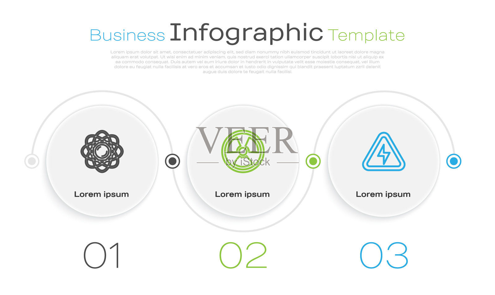 固定线原子，放射性和高压。业务信息图表模板。向量插画图片素材