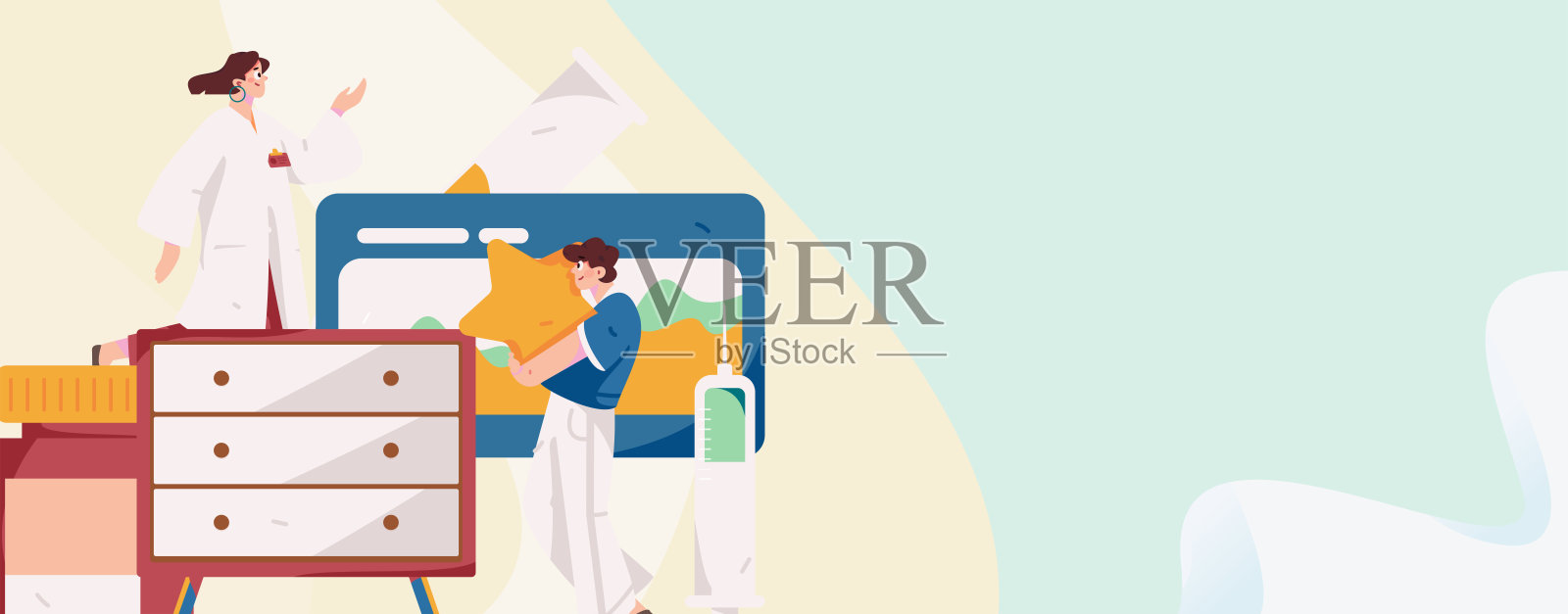 医学人物抗击疫情的平面矢量概念操作手绘插图插画图片素材